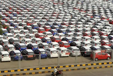Unsold cars piled up